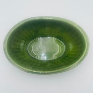 Haeger Vintage Dark Green Oval Pottery Planter Fluted Ribbed #3938 - USA